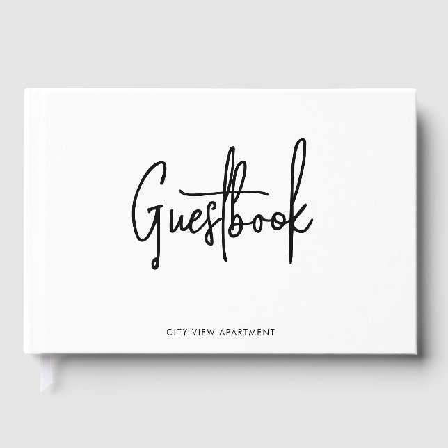 Mietobjekte Modernes Skript Minimalistisch Gästebuch (Vorderseite)