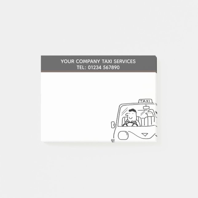 Mietwagen und Taxi-Dienstleistungen Cartoon für in Post-it Klebezettel (Vorderseite)