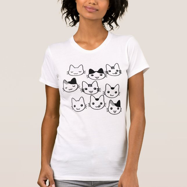 Miezekatze-Gesichter überall!!! T-Shirt (Vorderseite)