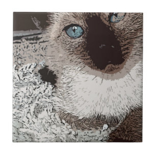 Miezekatze-Haustiertier-Freundfamilienkunst der Fliese