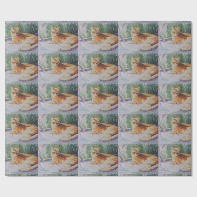 Miezekatze-Katze im Fenster Geschenkpapier (Flach)