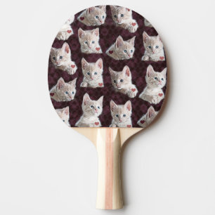 Miezekatze-Katze stellt Muster mit Herz-Bild Tischtennis Schläger