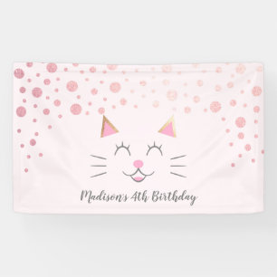 Miezekatze-Katzen-Rosa-Geburtstag Banner