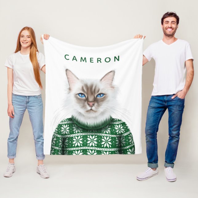 Miezekatze-Katzen-Strickjacke | addieren Ihren Fleecedecke (Beispiel)