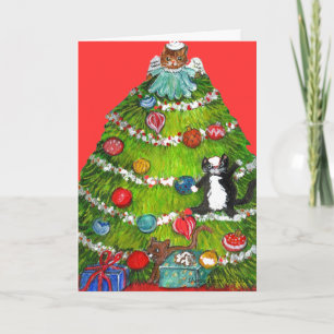 Miezekatze-Katzen-Weihnachtsbaum-Karte Feiertagskarte