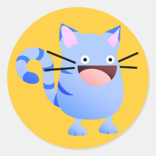 Miezekatze-Schlag-Blau Runder Aufkleber