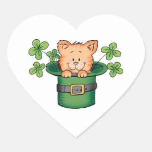 Miezekatze St. Patricks Herz-Aufkleber