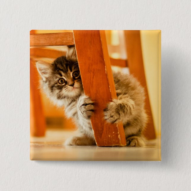 Miezekatze unter Stuhl Button (Vorderseite)