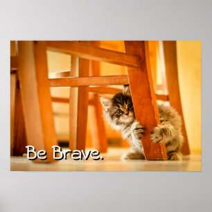 Miezekatze unter Stuhl Poster