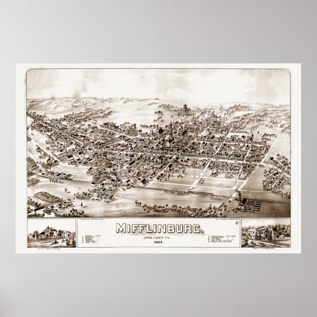 Mifflinburg, PA 1884 Poster (Vorne)