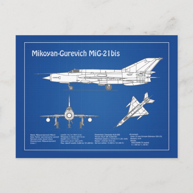 MiG-21 bis - Flugzeugkonzepte ABD Postkarte (Vorderseite)