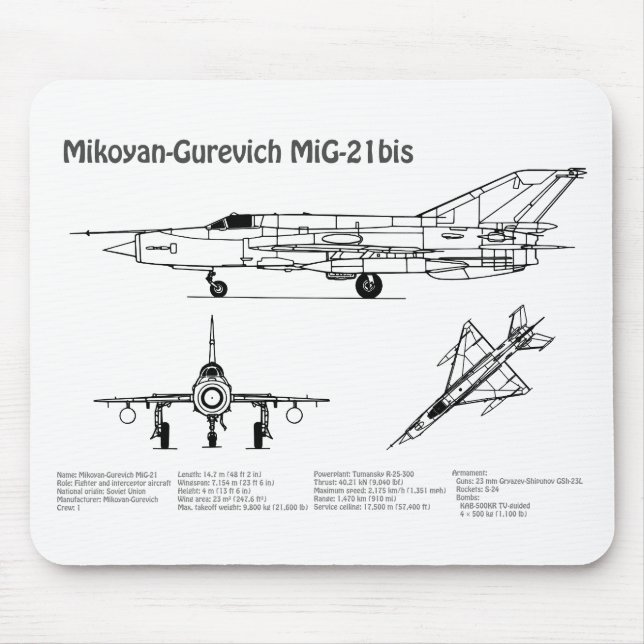 MiG-21 bis - Flugzeugkonzepte BD Mousepad (Vorne)