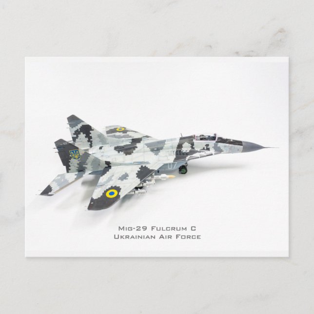 Mig-29 Fulcrum C, ukrainische Luftwaffe Postkarte (Vorderseite)