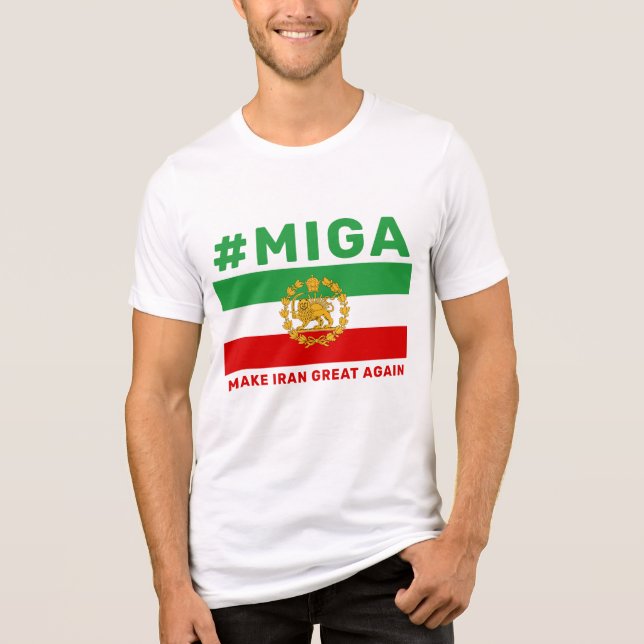 MIGA Lion and Sun Crown Flag Iran Patriotic Tri-Blend Shirt (Vorderseite)