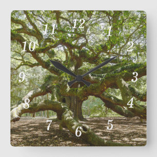 Mighty Angel Oak Wall Clock Quadratische Wanduhr
