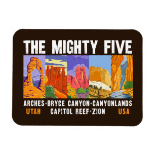 Mighty Five Utah Nationalparks Liste Vintage Magnet