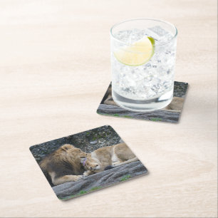 Mighty Lion Liebe Rechteckiger Pappuntersetzer