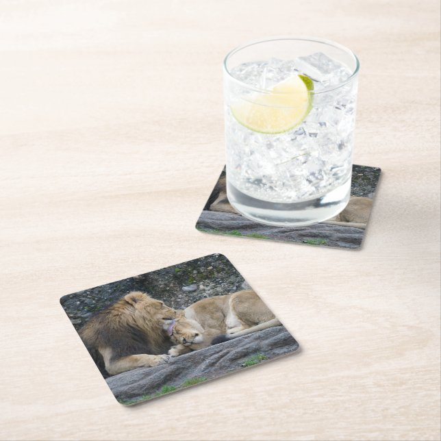 Mighty Lion Liebe Rechteckiger Pappuntersetzer (Vor Ort)