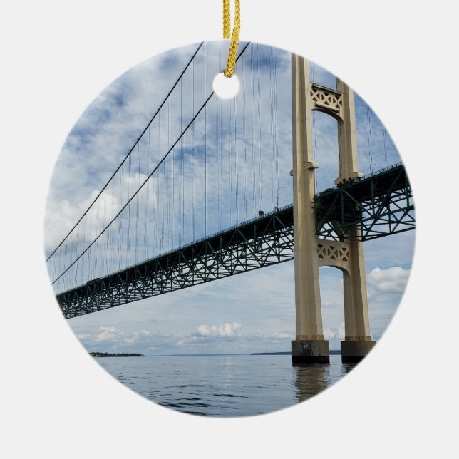 Mighty Mac, Mackinac Suspension Bridge, Michigan Keramik Ornament (Vorne)