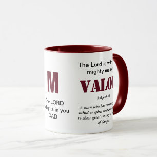 MIGHTY MAN OF VALOR Christlich Red Monogram Tasse