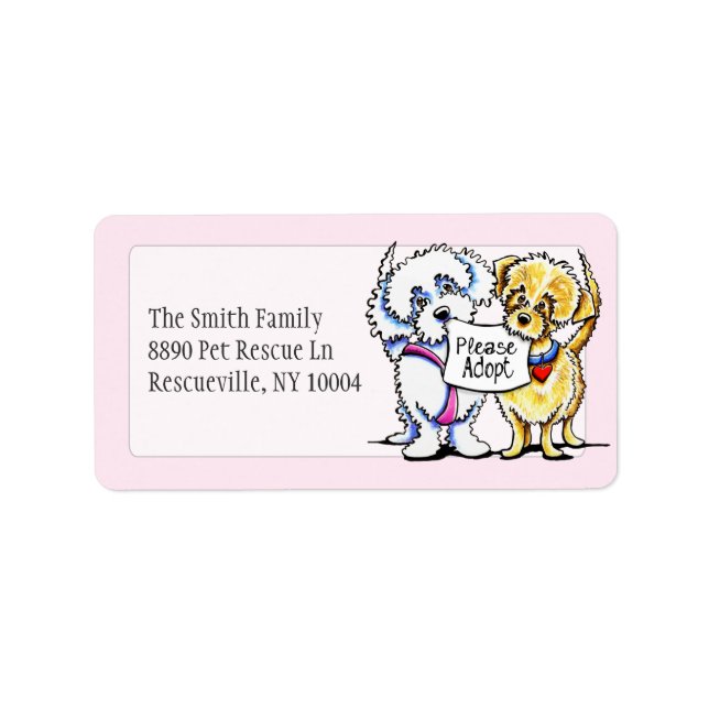 Mighty Mutts Adoptier Studio Pink Adressaufkleber (Vorne)