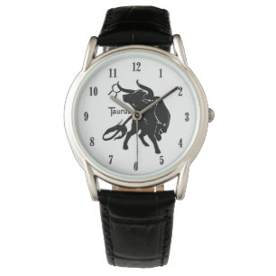 Mighty Taurus die Bull Zodiac Black Numbers Armbanduhr