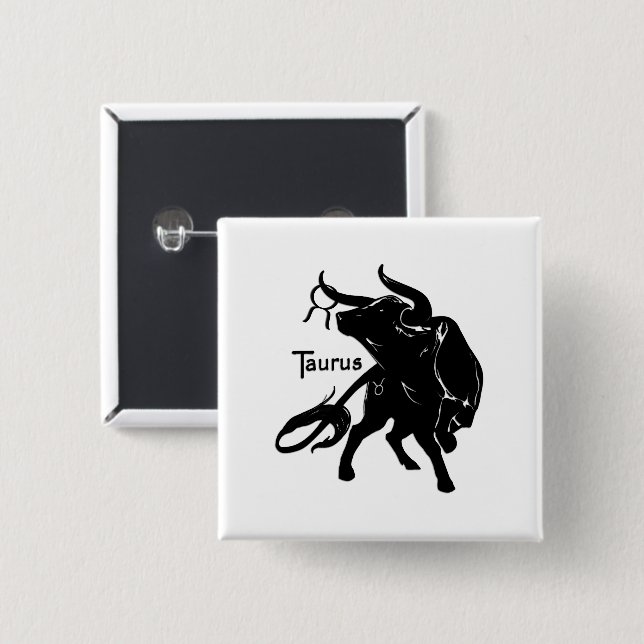 Mighty Taurus The Bull Zodiac Button (Vorne & Hinten)
