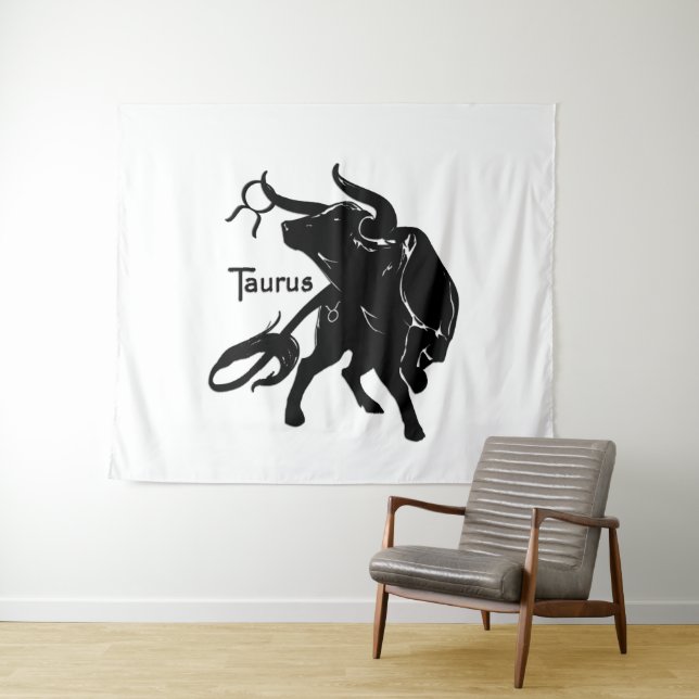 Mighty Taurus The Bull Zodiac Wandteppich (Beispiel (Horizontal))