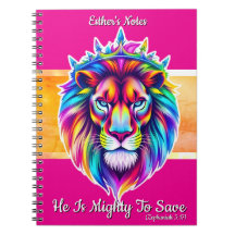 Mighty to Rett - Custom Journal - Verse Lion Pink