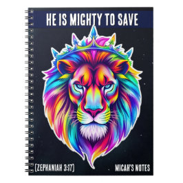 Mighty to Rett - Custom Notebook Bible Verse Lion Notizblock