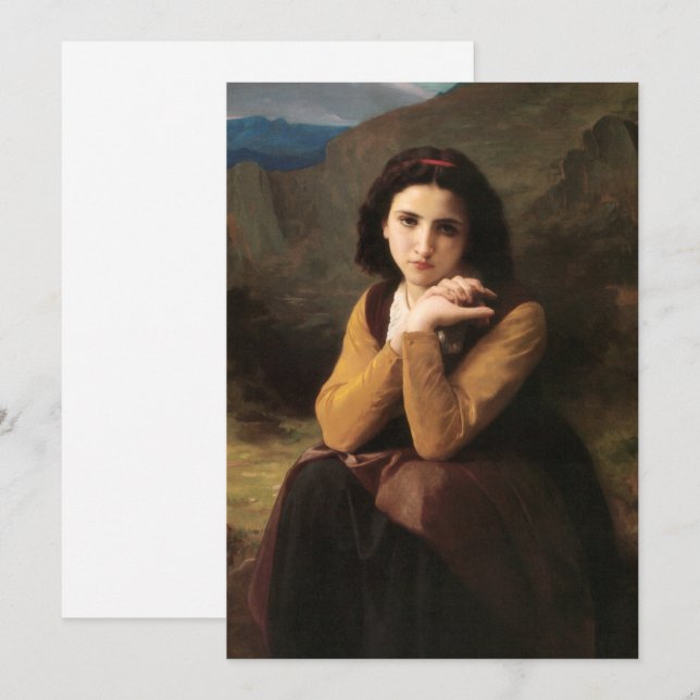 Mignon Innocence Adoleszenz Girl, Bouguereau Feiertagskarte (Vorne/Hinten)