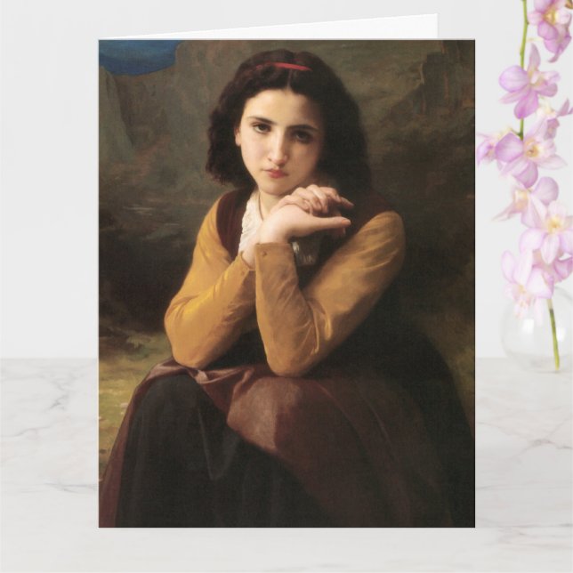 Mignon Innocence Adoleszenz Girl, Bouguereau Karte (Orchidee)