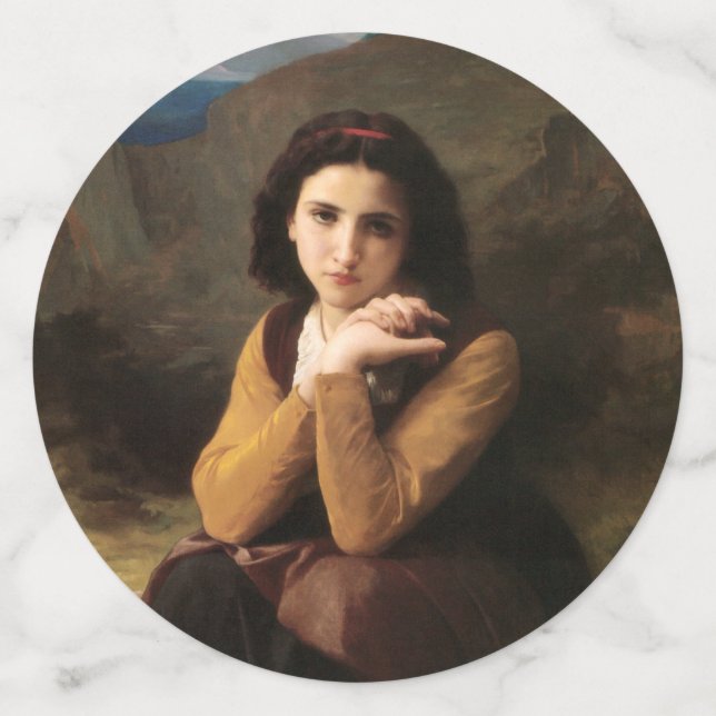 Mignon Innocence Adoleszenz Girl, Bouguereau Konfetti (Groß Rückseite)