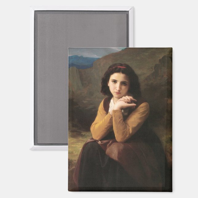 Mignon Innocence Adoleszenz Girl, Bouguereau Magnet (Vorderseite/Rückseite)