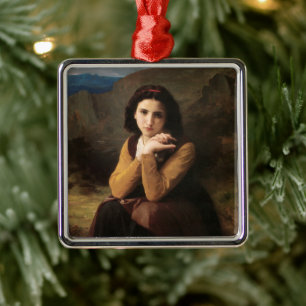 Mignon Innocence Adoleszenz Girl, Bouguereau Ornament Aus Metall