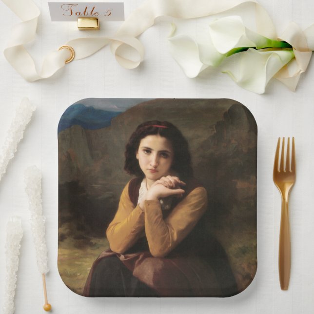 Mignon Innocence Adoleszenz Girl, Bouguereau Pappteller (Hochzeit)