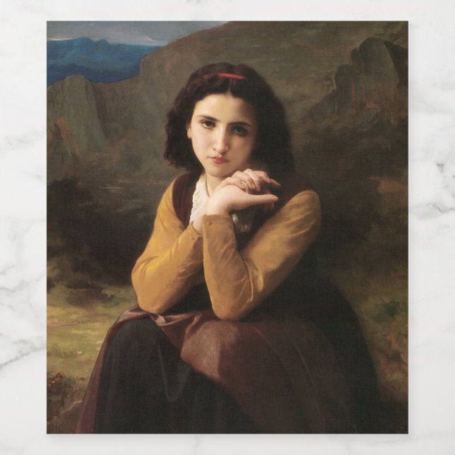 Mignon Innocence Adoleszenz Girl, Bouguereau Weinetikett (Einzelnes Label)