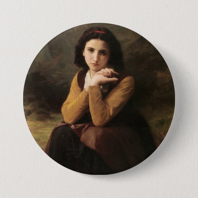 Mignon (Sweet Young French Girl) (von Bouguereau) Button (Vorderseite)