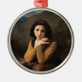 Mignon (Sweet Young French Girl) (von Bouguereau)  Ornament Aus Metall