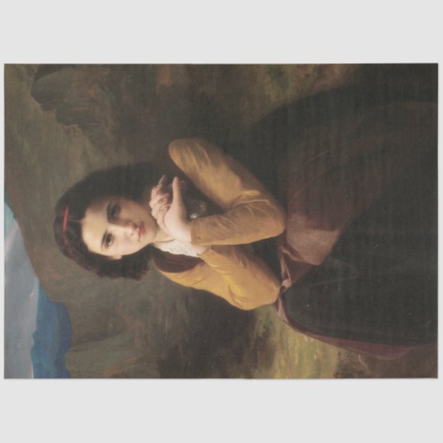 Mignon (Sweet Young French Girl) (von Bouguereau) Seidenpapier (Vorderseite)