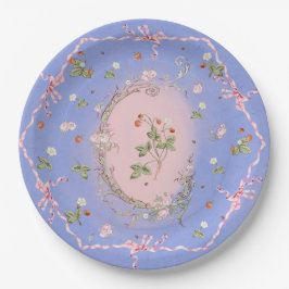 Mignonette Strawberries French Blue Large Plate Pappteller