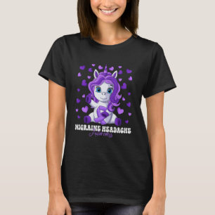 Migräne Kopfschmerzen Bewusstsein Monat Lila Band T-Shirt