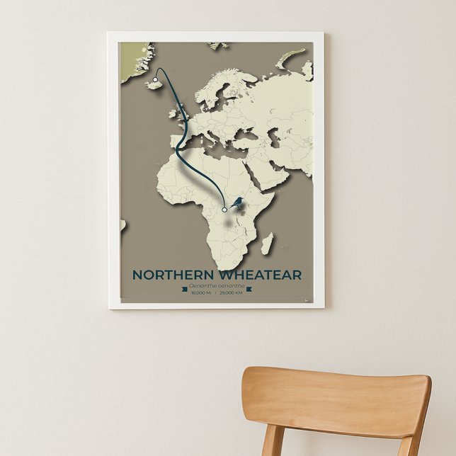Migrationskarte für Nordatlantik - Minimalistisch Poster (Von Creator hochgeladen)