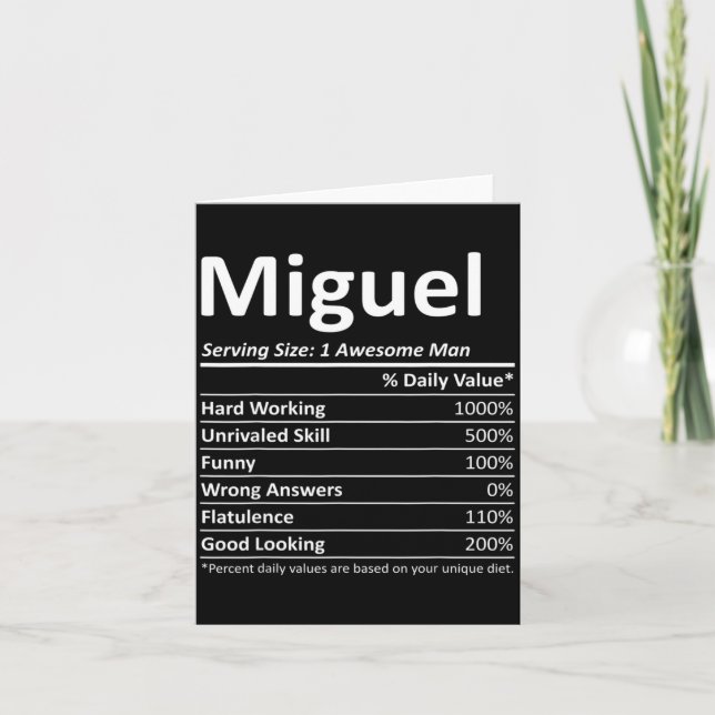 Miguel Nutrition Funny Birthday D Name  Karte (Vorderseite)