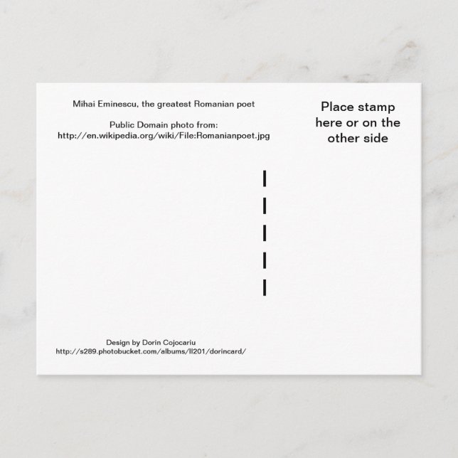 Mihai Eminescu, der beste rumänische Dichter Postkarte (Vorderseite)