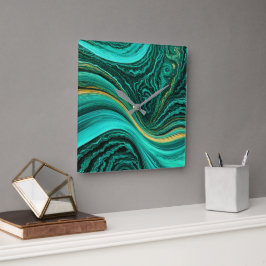 "Mijas" Ebenen von Saphir und Sonnenschein Quadratische Wanduhr