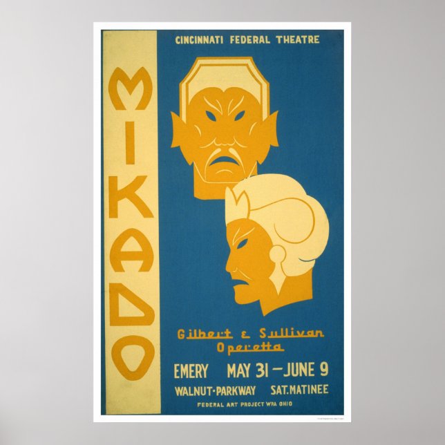Mikado Gilbert Sullivan 1939 WPA Poster (Vorne)