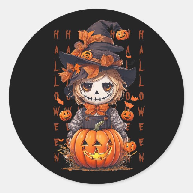 Mike, die Halloween-Scarecrow Runder Aufkleber (Vorderseite)