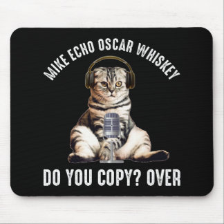 Mike Echo Oscar Whiskey Ham Radio Cat Mousepad