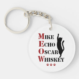 Mike Echo Oscar Whiskey MEOW Cat Schlüsselanhänger
